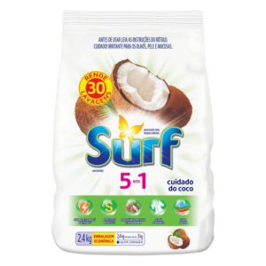 Lava Roupas em Pó Cuidado do Coco Surf 2,4Kg
